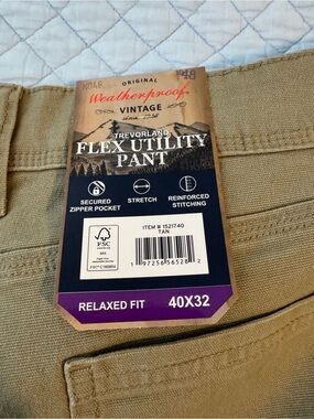 Weatherproof Tan Utility Pants with Orange Accent
